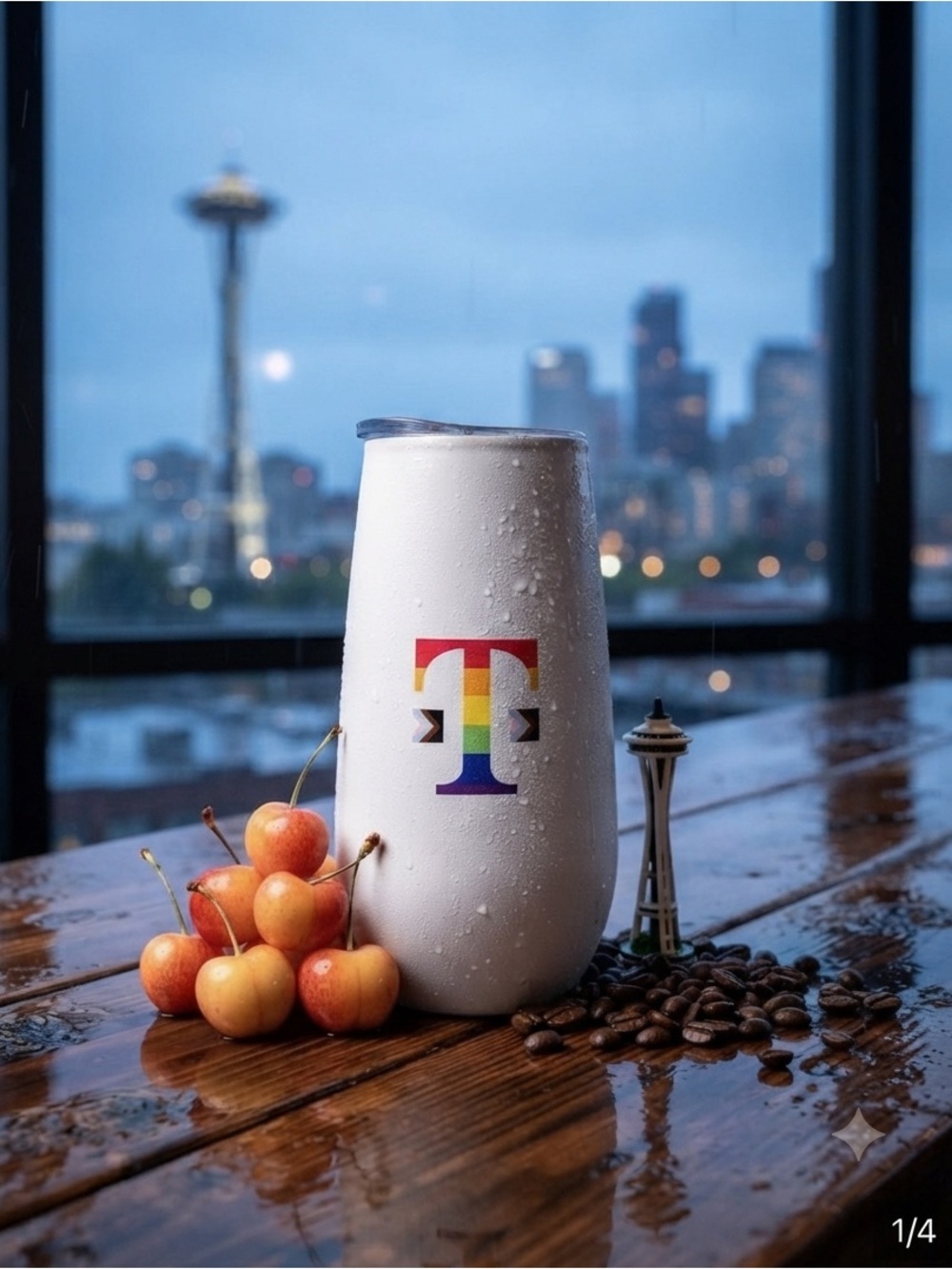 White Rainbow Monogram T Insulated Wine Tumbler